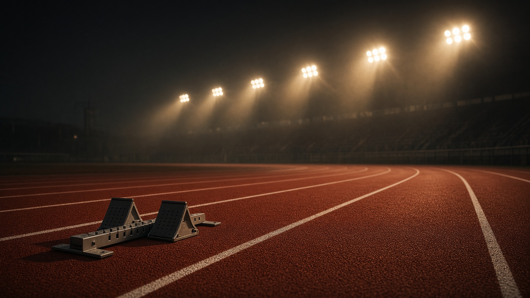 Starting blocks on an athletics track