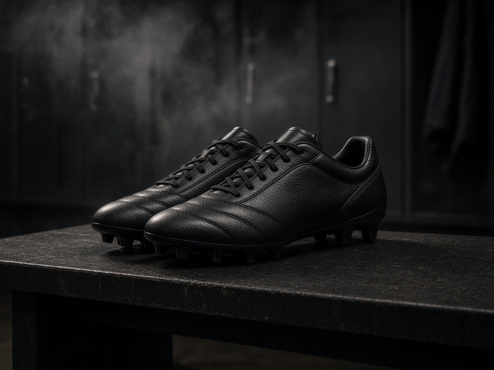 Football boots on a grass pitch